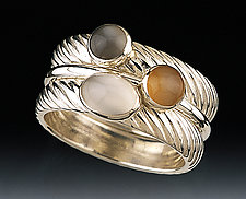 Moonstones, Cable Bands by Donald Pekarek (Silver, Gold & Stone Stacking Rings)