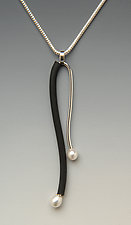 Silver & Black Swoop Necklace by Lonna Keller (Rubber & Pearl Necklace)