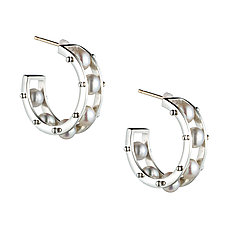 Tambourine Hoop Earrings by Patricia Madeja (Pearl, Silver & Gold Earrings)