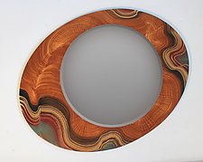 Asymmetric Brown Sage Mirror by Ingela Noren and Daniel  Grant (Wood Mirror)