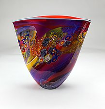 Amethyst Color Field Vessel with Ruby by Wes Hunting (Art Glass Vessel)