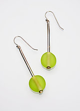 Lime Bead and Silver Earrings by Eloise Cotton (Art Glass & Silver Earrings)