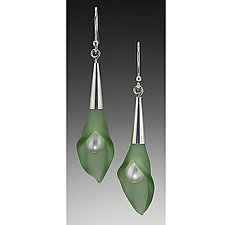 Color Calla Lily Earrings by Eloise Cotton (Glass, Silver & Pearl Earrings)