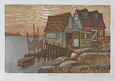 Harbor Eve by Penny Feder (Woodcut Print)