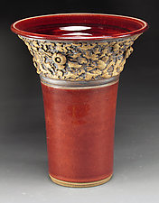 Red Tapered Vase by Daniel Bennett (Ceramic Vase)