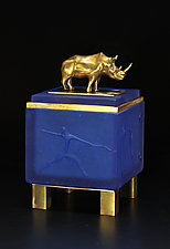 Rhino Box by Georgia Pozycinski and Joseph Pozycinski (Art Glass & Bronze Sculpture)