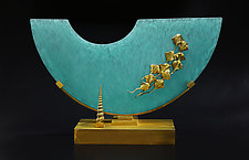 Aqua Ray Sculpture by Georgia Pozycinski and Joseph Pozycinski (Art Glass & Bronze Sculpture)