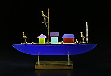 Sandpiper Ship by Georgia Pozycinski and Joseph Pozycinski (Art Glass & Bronze Sculpture)