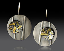 Round Drop Earring with Circle Spinner by Lisa D'Agostino (Gold & Silver Earrings)
