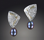 Triangles & Pearls Earrings by Louise Norrell (Silver & Pearl Earrings)