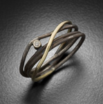 Galaxy Ring with Single Diamond by Randi Chervitz (Gold, Silver & Stone Ring)