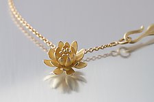 Gold Small Waterlily Pendant by Elise Moran (Gold Necklace)