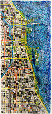 Map of Chicago by Renato Foti (Art Glass Wall Sculpture)