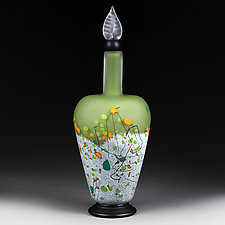 Mountain Meadow Tapered Cylinder Decorative Bottle by Eric Bladholm (Art Glass Bottle)