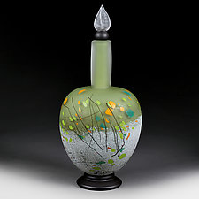 Mountain Meadow Elongated Sphere Decorative Bottle by Eric Bladholm (Art Glass Bottle)