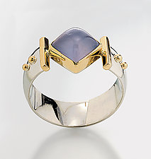 Diagonal Square Ring by Linda Smith (Silver, Stone and Gold Ring)