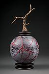 Grana Mali Crveno: Red Sphere by Eric Bladholm (Art Glass Vessel)