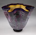Small Fissure Vessel in Regal Violet with Topaz Interior by Eric Bladholm (Art Glass Bowl)