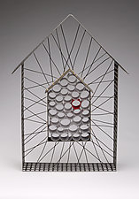 House with Red Scrolls by Ken Girardini and Julie Girardini (Metal Wall Sculpture)