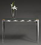 Steel /Glass / Brass Console Table by Ken Girardini and Julie Girardini (Metal Console Table)