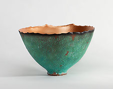Copper Patina Prosperity Bowl by Cheryl Williams (Ceramic Bowl)