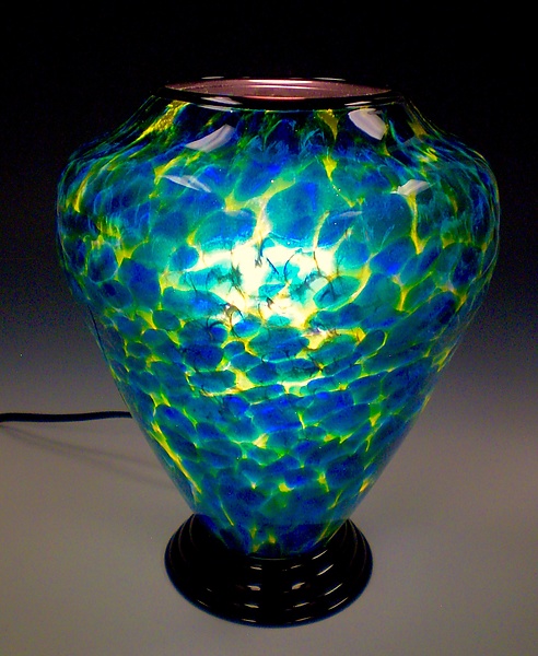Blue And Yellow Table Lamp By Curt Brock Art Glass Table Lamp Artful Home