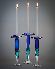 Jewel Candlesticks by Laurie Thal (Art Glass Candleholder)