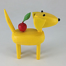 Dogs with Apples by Hilary Pfeifer (Wood Sculpture)