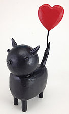 Kitties with Heart Balloons by Hilary Pfeifer (Wood Sculpture)