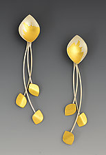 Dangling Leaves Earrings by Judith Neugebauer (Gold & Silver Earrings)
