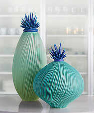 Ocean Wave Vessels with Urchin Lids by Natalie Blake (Ceramic Vessel)