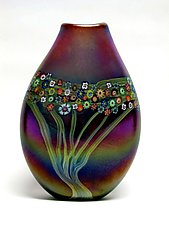 Gold Brown Vines Pouch by Ken Hanson and Ingrid Hanson (Art Glass Vase)