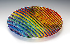 Prismatic Shallow Tapestry Bowl by Richard Parrish (Art Glass Bowl)