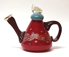 Red Blossom Teapot by Ken Hanson and Ingrid Hanson (Art Glass Teapot)