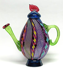 Dichroic Cane Teapot in Amethyst by Ken Hanson and Ingrid Hanson (Art Glass Teapot)