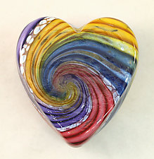 Rainbow Heart Paperweight by Ken Hanson and Ingrid Hanson (Art Glass Paperweight)