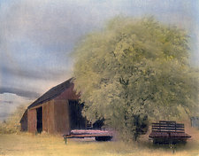 Sound Avenue Farm by Elizabeth Holmes (Infrared, Hand Painted Photograph)