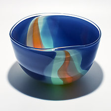 Opaque Ribbon Bowl by Michael Trimpol and Monique LaJeunesse (Art Glass Bowl)
