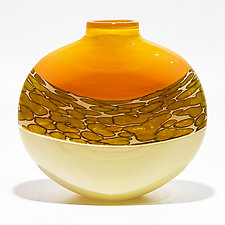 Spotted Banded Flat Vase by Michael Trimpol and Monique LaJeunesse (Art Glass Vase)