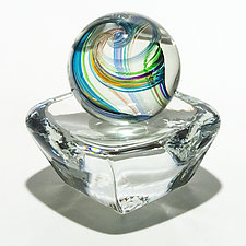Marble on Square Dish by Michael Trimpol and Monique LaJeunesse (Art Glass Paperweight)