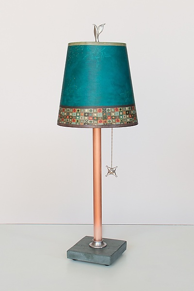 Mosaic Copper Table Lamp With Small, Small Drum Shades For Table Lamps