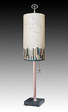 Papers Edge Copper Table Lamp with Small Tube Shade by Janna Ugone (Mixed-Media Table Lamp)