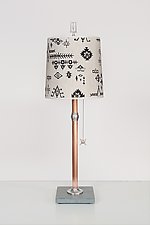 Copper Table Lamp with Medium Drum Shade in Blanket Sketch by Janna Ugone (Mixed-Media Table Lamp)