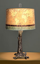 Sand Map Bronze Tree Table Lamp by Janna Ugone (Mixed-Media Table Lamp)