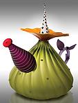 Garden Variety Teapot in Olive by Bob Kliss and Laurie Kliss (Art Glass Teapot)