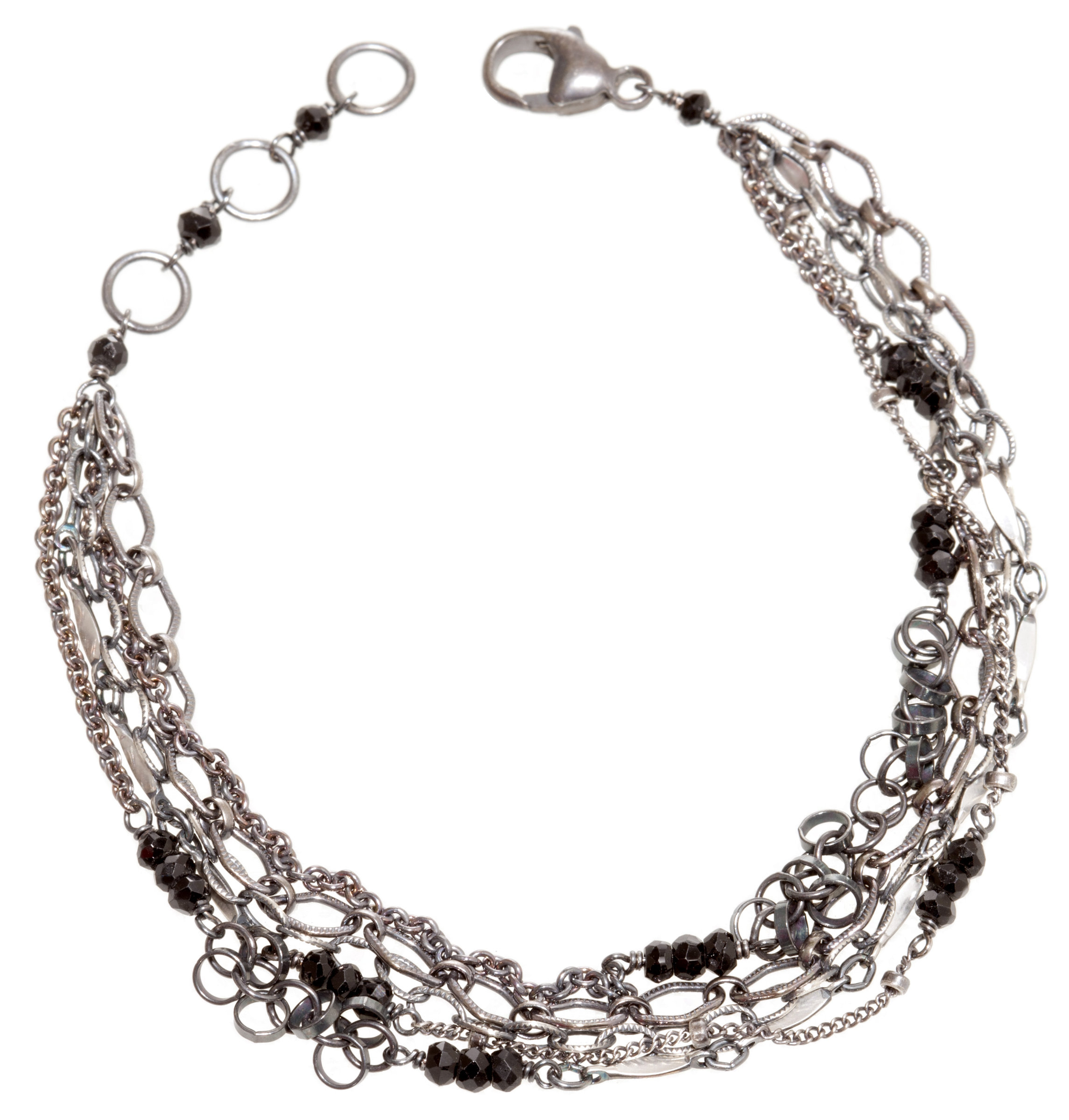 Five-Strand Layering Chain Bracelet by Chihiro Makio (Silver & Stone ...