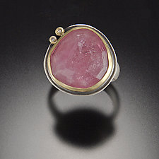 Rose Cut Pink Sapphire with Two Diamond Dots by Ananda Khalsa (Gold, Silver, & Stone Ring)