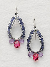 Beaded Teardrop Earrings in Blue Sapphire by Susan Kinzig (Beaded Earrings)
