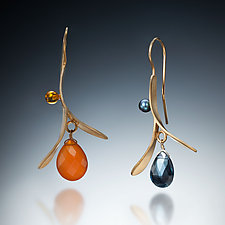 Leaf Drop by Susan Kinzig (Gold & Stone Earrings)
