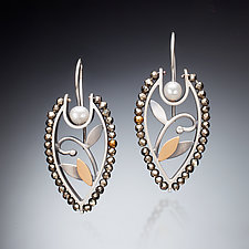Mixed Metal Shield Earrings by Susan Kinzig (Gold, Silver, Stone & Pearl Earrings)